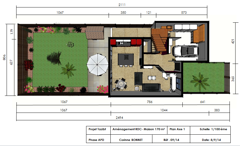 plan d'implantation maison 170 m² R-1